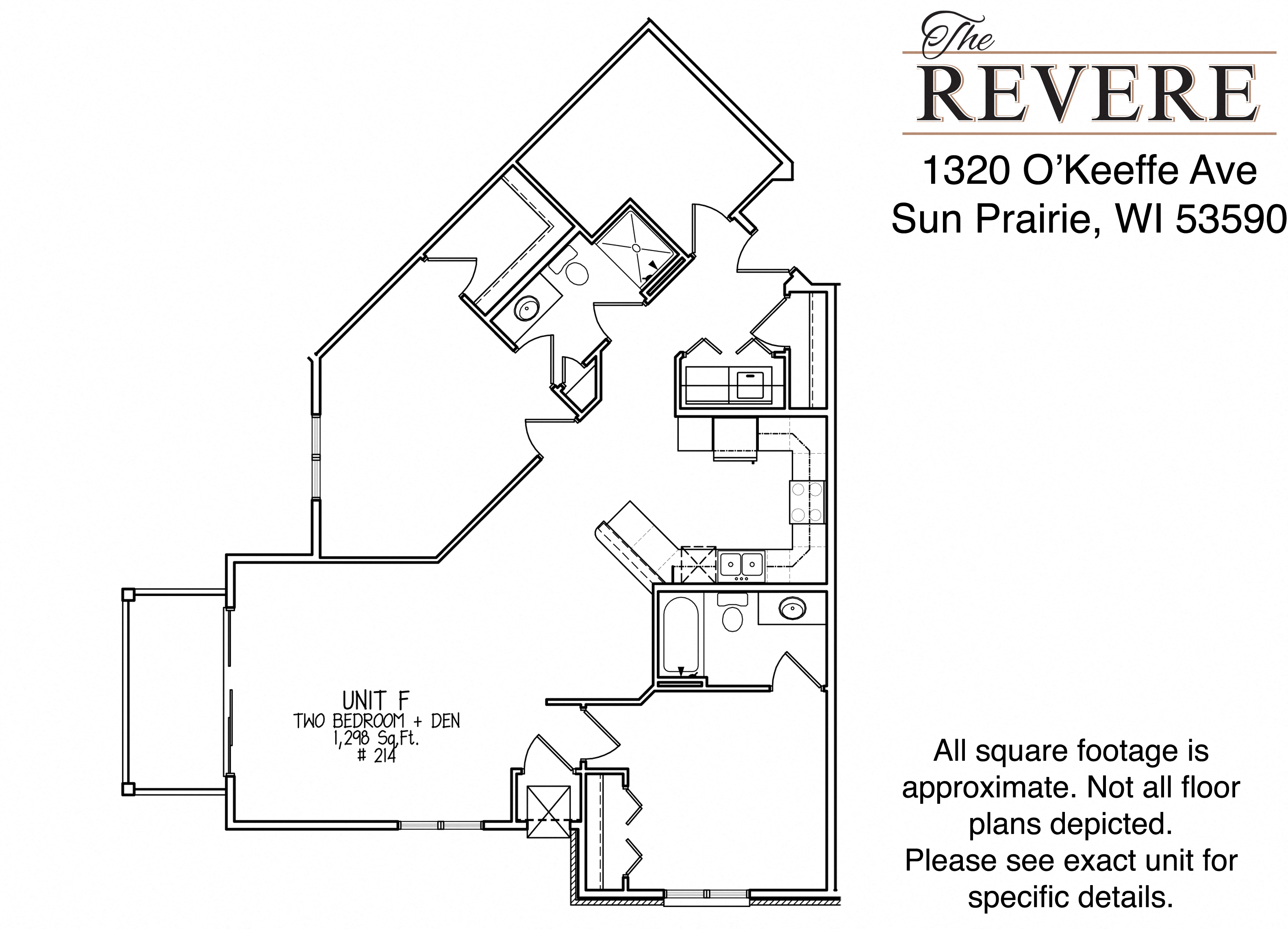 Floor plan for 2 beds, 2 baths, 1298 sqft